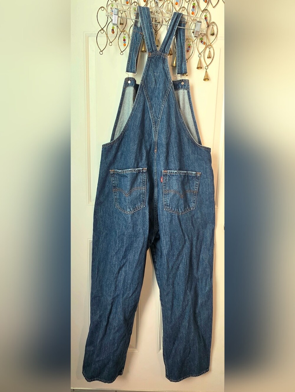 Levi's Vintage Cut Denim Overalls Womens L Med-Dark Wash Relaxed Straight Leg - Picture 3 of 16